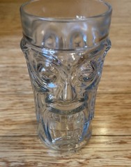 Tiki Screaming Monster Face Clear Glass Tumbler 6.5″ Anchor Hocking Hawaiian