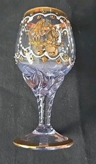 Vtg 24k Gold Leaf Murano Liquor Goblet, Pink Glow Under UV Light – RARE
