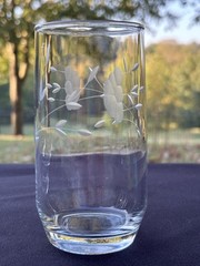 Princess House Clear Gray Wheel Cut Heritage 12oz Tumbler Very Good Used Cond.