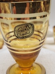Set of 6 NWT 1950’s CZECH BOHEMIAN GOld BAND CRYSTAL GLASS CORDIALS Shot Glass