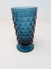 Indiana Glass Company Whitehall “Riviera blue” Cubist Footed Tumbler