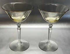 FOSTORIA * 5099 * HIGH SHERBS * TOPAZ * PAIR * REGULAR OPTIC * BLANK