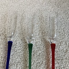 Long Stem Hand Blown Footless Champagne Flutes Red/Blue/Green