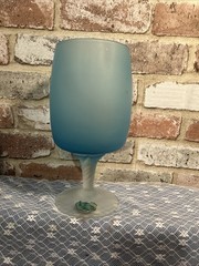 ROSSINI Large Satin Frosted Glass Goblet~Twisted Stem~10” ~Italy