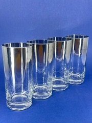 4 Vintage Dorothy Thorpe Silver Fade Octagon Collins Highball Glasses MCM 1960s