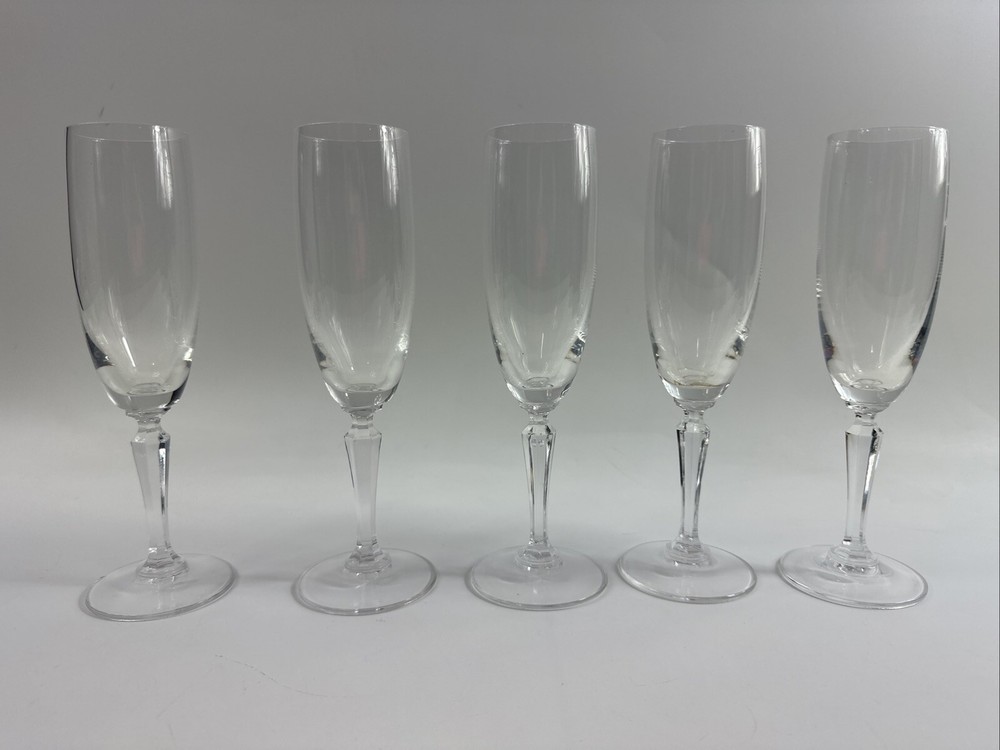 Lenox 8-1/2″ Cut Glass Crystal Flute Champagne Goblet set of 5 READ