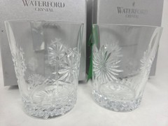 Two Waterford Snowflake Wishes Crystal Double Old Fashioned w/Charms, Boxes