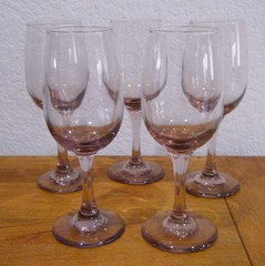 Set of 5 Libbey Premier Pink Wine or Water Glass 7 1/4 Inches NICE