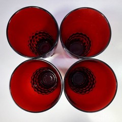 Vintage Anchor Hocking Royal Ruby Red Windsor 10 oz Flat Glass Tumblers Set of 4