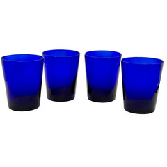 4 Libbey Flare Cobalt Blue Old Fashioned Glasses – Vintage 14 oz Excellent