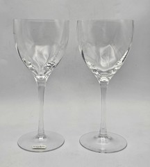 PAIR Kosta Boda CHATEAU CLEAR Wine Water Glasses 8.25″ Twist/Swirl Optic