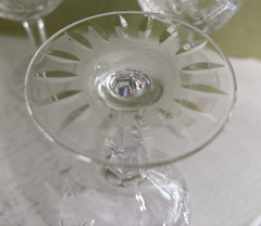 Vintage pineapple cut crystal stemmed wine glasses capacity 3 oz lot of 5