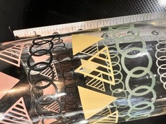mcm geometric glasses, Pink, Yellow, Green Set Of 2 , 7” Tall