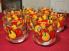 7 VINTAGE RETRO Libbey 3-1/4″ *HARVEST* Mixed Fruits 9 oz *ON THE ROCKS* GLASSES