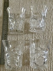 Vintage Set of 4 Hand Cut Lead Crystal Double Old Fashioned Whiskey Rocks