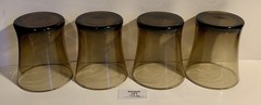 4 Anchor Hocking Linden Smokey Brown Tawny Glass Flared Tumblers Lowball Vintage