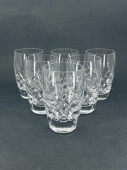 6 Vintage Cut Crystal Tumblers Glasses with Floral Design MCM Short Glasses
