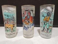 SET OF 6- Libbey Frosted Glasses Colorado Centennial Rush to the Rockies 1959