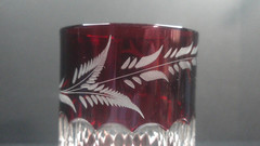 Victoria, Greensburg Glass Co, Goblet, Ruby Stain w/ Engraving, EAPG, c1892