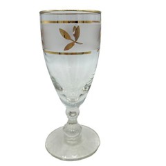 VTG Libbey Frosted Gold Leaf Cordial Stemmed Glasses 4-oz 5 3/8″ Tall Set of 6