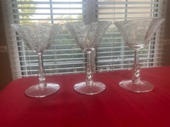 Three (3) Cambridge #3779 6 oz. tall sherbet w/CHANTILLY etch 1939-1958