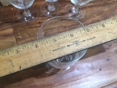 Stemmed 5.2» crystal Glass small wine Water Goblets Set Of 4 geometric ETCHED
