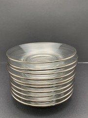 Set of 10 Silver Rim Small Plates Match Faded Silver Glasses Canapé