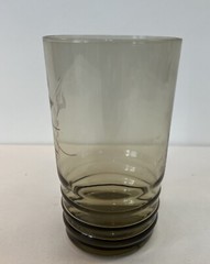 Smoky Gray With Etched Grapes Juice Glass (4 1/4 Inch Tall)
