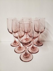 Libbey Pink Premiere Pink Water Wine Glasses Set of 6