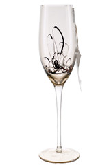ION TAMAIAN Art Glass Champagne Flute Amber Set/4 Hand Painted Romania #2 New