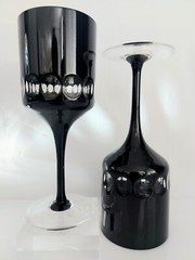 AJKA CRYSTAL BLACK MAGIC / FABERGE DESIGN Wine Goblet 8 inches