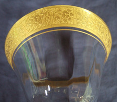 Vintage Tiffin-Franciscan Rambler Rose Clear Champagne/Tall Sherbert Gold Trim
