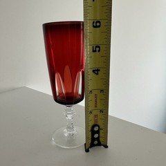 Cristal d’Arques Durand Ruby Red Gothic Arch Champagne Flutes Vintage Set of 4