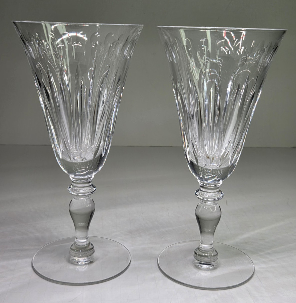 Pair Of Hawkes St George Water Goblets Glasses Wine 7″ Discontinued Stem # 6030