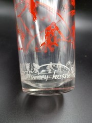 Hazel Atlas Glass Hockey Hassle Tumbler 60s Era Sports Series Heated Rivalry Cup