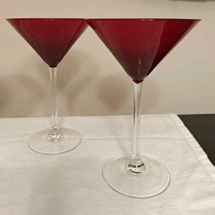 Vintage Ambiance Collections Ruby Red 7″ Martini Glasses Set Of 3
