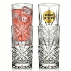 Tall Highball Glasses, Shatterproof and Reusable Acrylic – 12 Ounces Clear