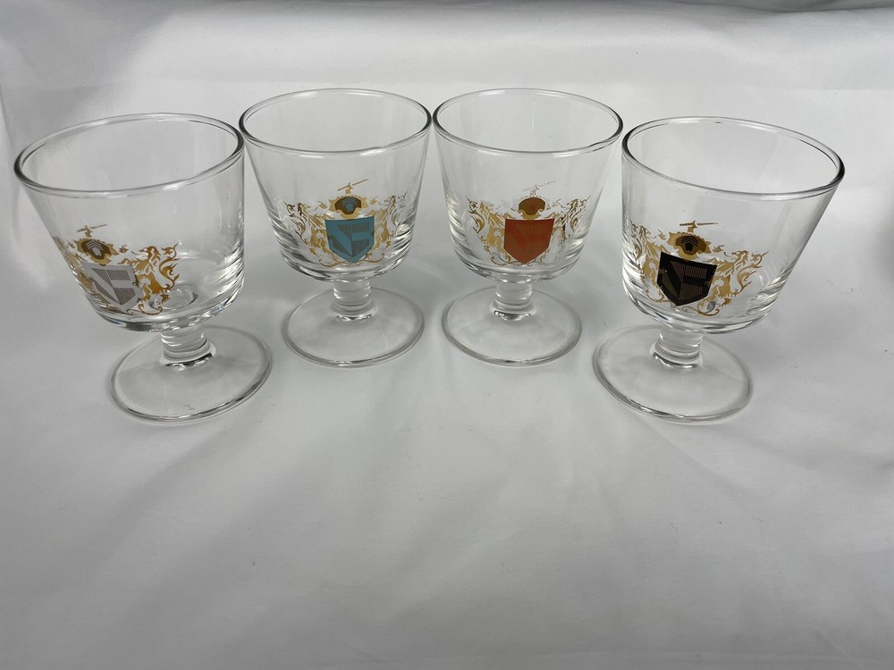 Camelot Coat Of Arms Federal Set Of Four Bar Drinkware MCM Retro 8oz Vintage