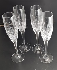 4-Mikasa Crystal Petit Points Fluted Champagne Toasting Glasses EXC. W/Labels #2