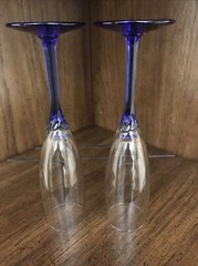 Libbey Domaine Cobalt Blue Stem Vintage Flutes 9 Inches