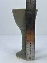 Hand Throw Art Studio Green Goblet Handmade Pottery Wine Glass Chalice