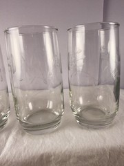 Princess House Heritage Glass Tumblers Vintage Set of 4 ~ 5″ Tall, 12 oz. Floral