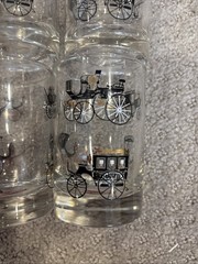 Libbey Carriage Buggy Coach Vintage Whiskey Bar Glasses Lot Of 6 Lowball MCM