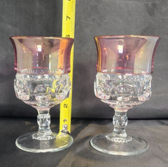 Tiffin Franciscan King’s Crown Cranberry Flashed Goblets – 5 3/4” – Set of 2