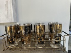 Frank Maietta Seven Wonders Of The World Mid-century modern 8 Glasses With Tray