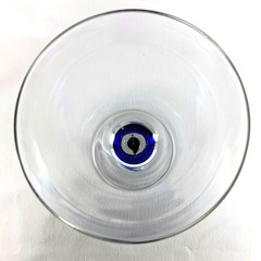 Pier 1 Hand Blown Wine Glasses Cobalt Blue Tear Drop Stem 8.25″ ~Set of 4~