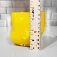 Oliver Doriss Hand Blown Glass Baby Head Cup Tumbler Votive Candle Holder Yellow