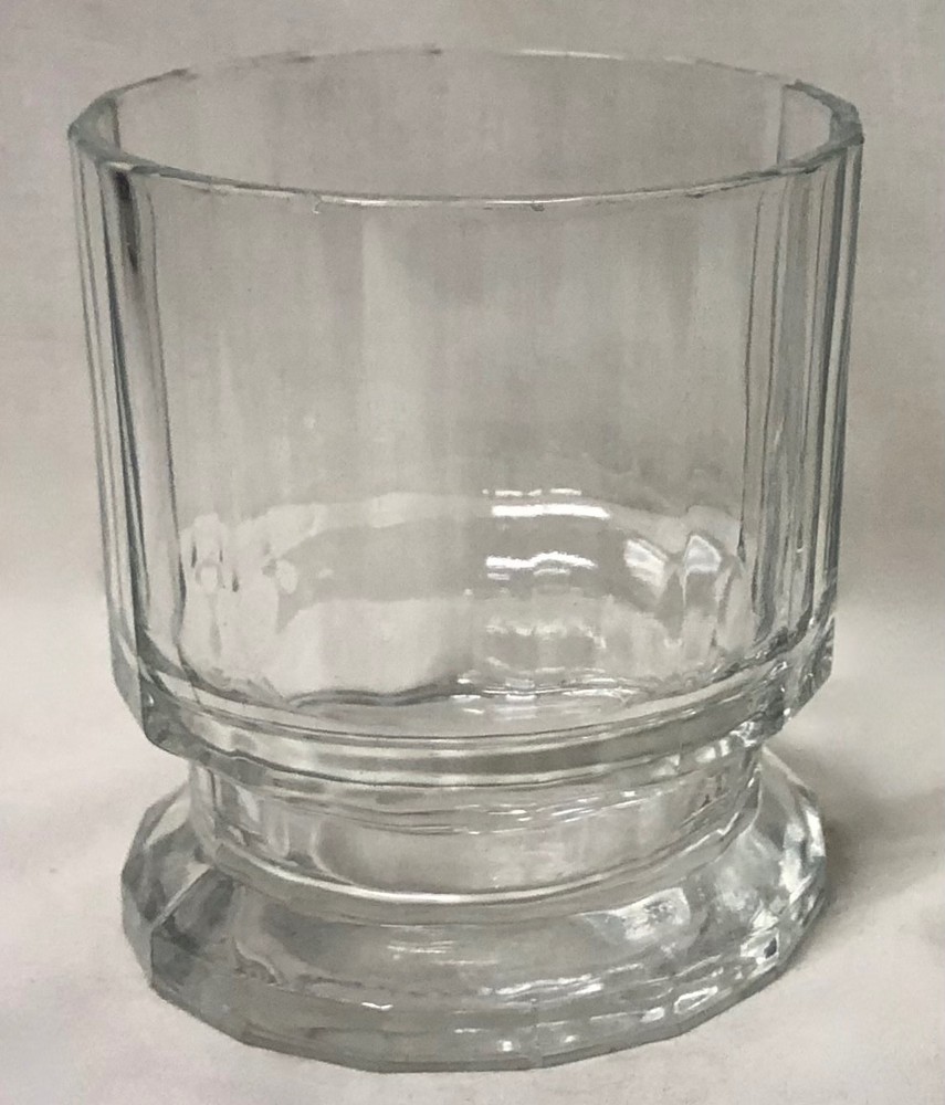 DANSK GUSTAV DOUBLE OLD FASHIONED PEDESTAL FOOT GEOMETRIC CLEAR GLASS ~ 3 5/8″