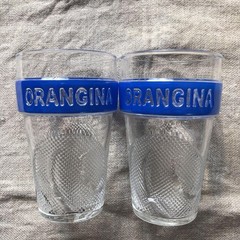 Orangina Glass Set of 2 Discontinued Matali Crasset Design France 4.7in