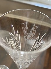 4 Waterford Champagne Christmas Glasses Holiday Treasures 10 1/2 inches high.